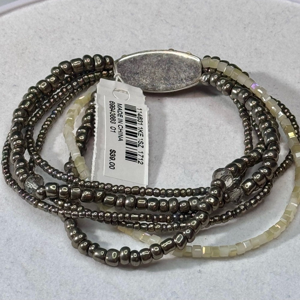 J Jill Hematite Marquisite Beaded Stretch Statement Bracelet - Picture 8 of 9